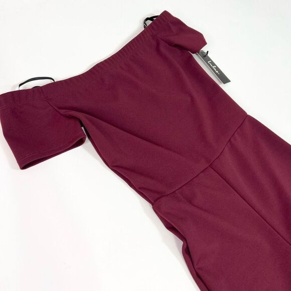 Lulu's Jumpsuit Womens Small Burgundy Red Cap Sleeve Pull ON NEW Pants - Picture 2 of 12